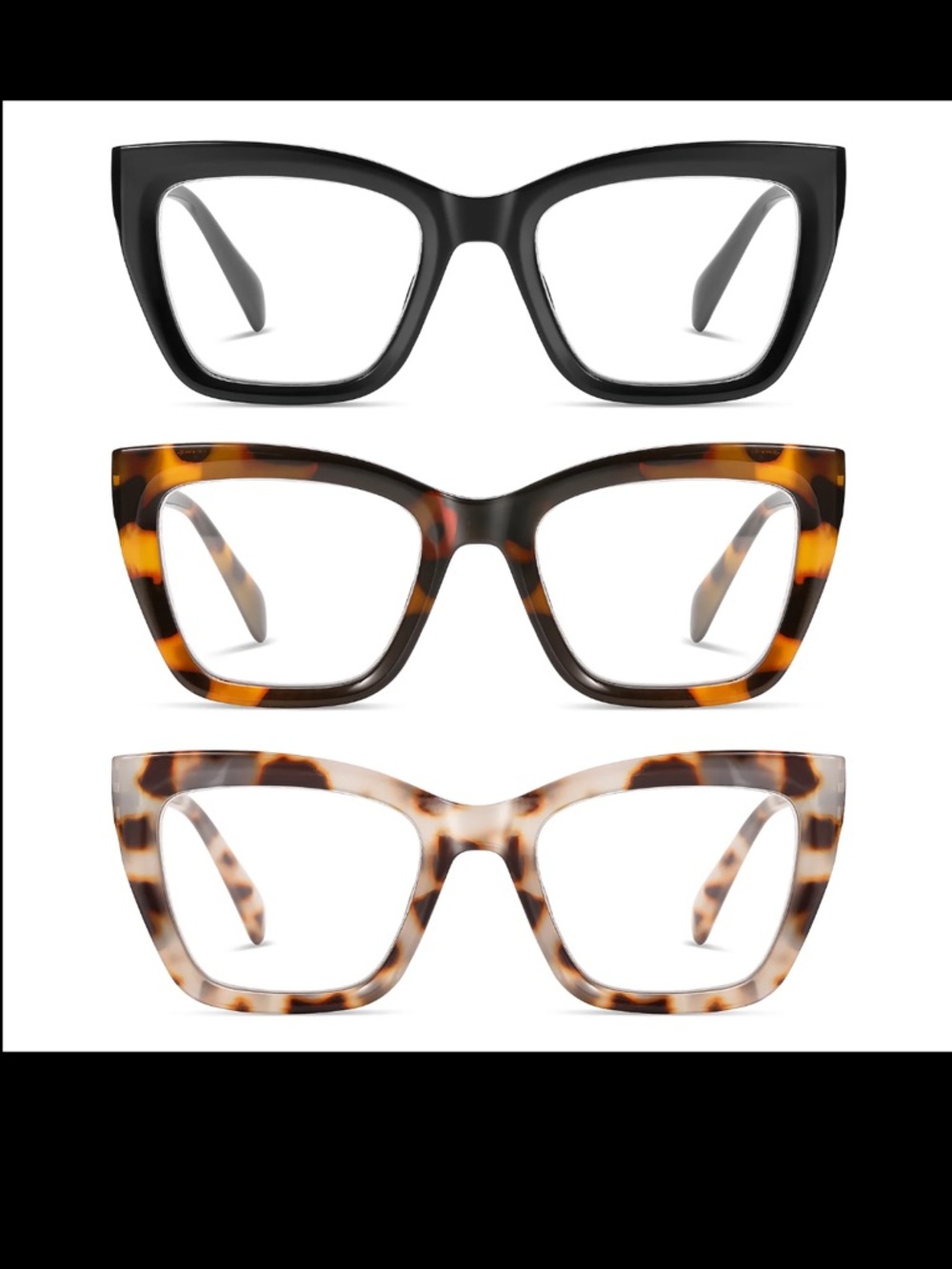Women's Cat Eye Reading Glasses - Black, Tortoiseshell & Ivory Tortoise